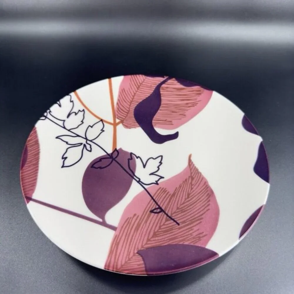POTTERY BARN Graphic Harvest Ceramic Dish‎ Plate Made In Brazil Round New Set 4
